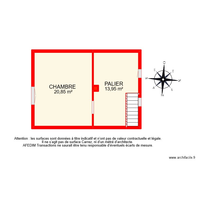 BI 10162 ETAGE. Plan de 4 pièces et 37 m2