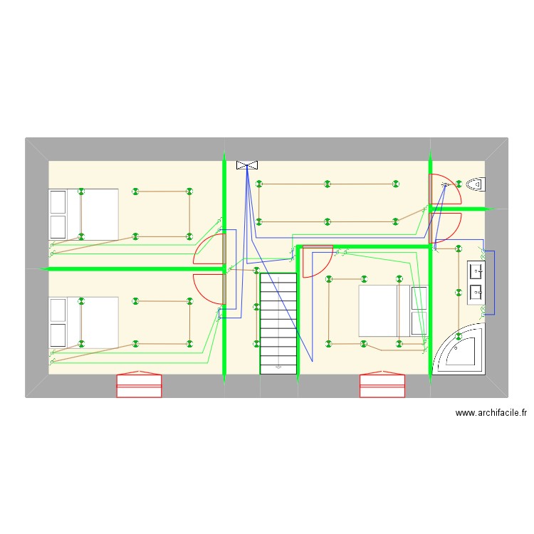 LEPAUVRE Pierre Maison Parigné Eclairage 1er étage. Plan de 0 pièce et 0 m2