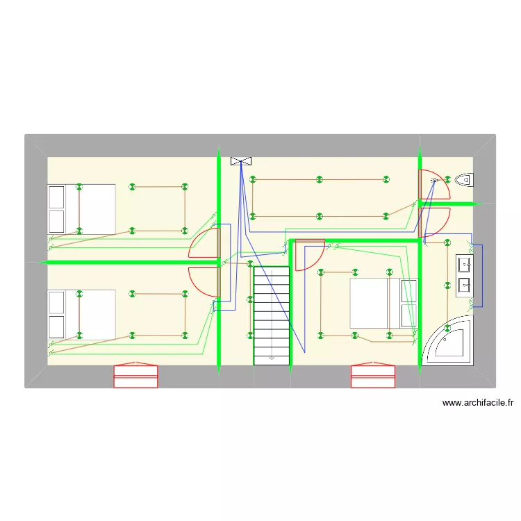 LEPAUVRE Pierre Maison Parign&eacute; Eclairage 1er &eacute;tage. Plan de 