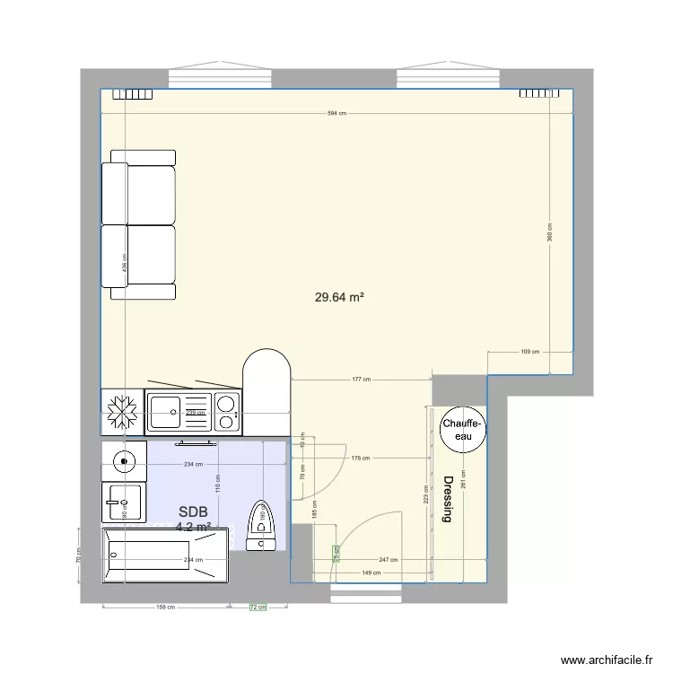 Studio new ile marrante. Plan de 