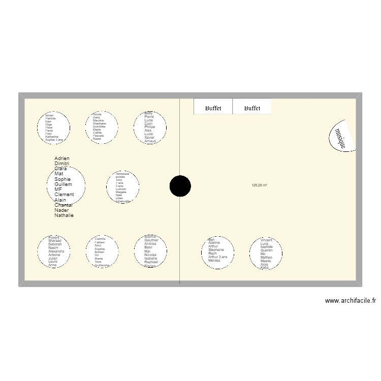 mariage 2 avec Noms. Plan de 1 pièce et 129 m2