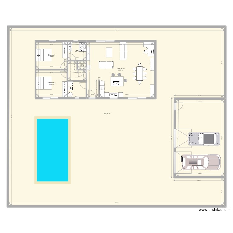 Maison future 105m² + garage. Plan de 8 pièces et 717 m2