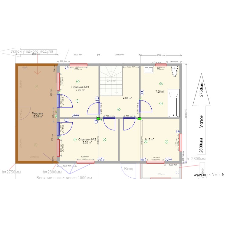 105 2 Gleb electric. Plan de 0 pièce et 0 m2