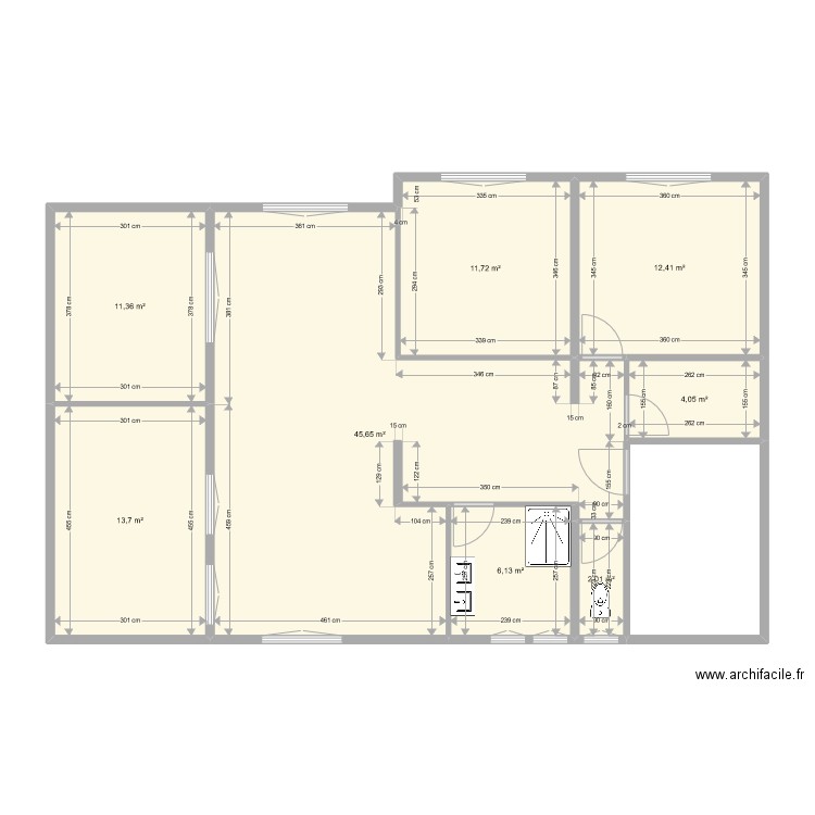 1 er etage Les Granges. Plan de 8 pièces et 107 m2