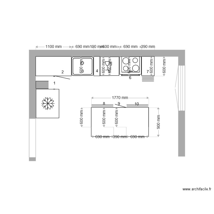 Cuisine AUBET Nathan. Plan de 0 pièce et 0 m2
