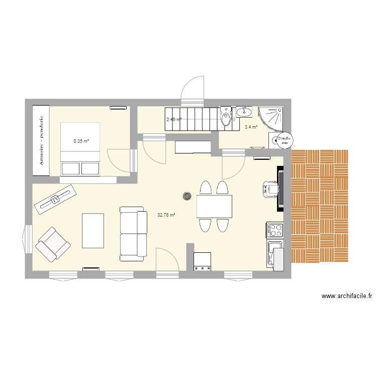 Projet plan pied 50m carré. Plan de 0 pièce et 0 m2