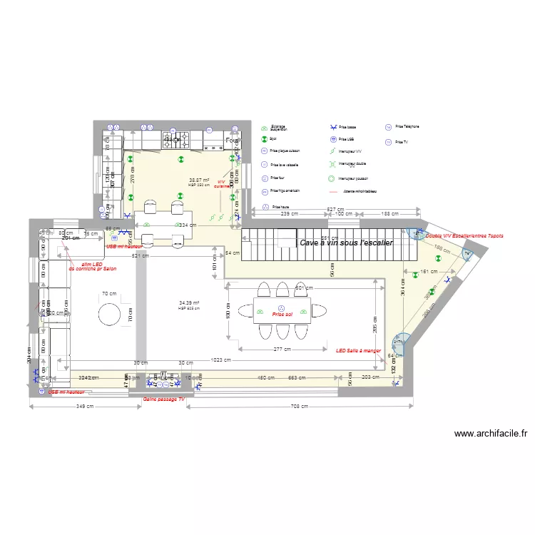 Salon Salle &agrave; Manger 1707 A3 elec. Plan de 