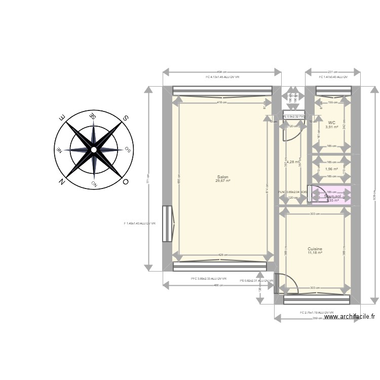 IMELE . Plan de 15 pièces et 110 m2