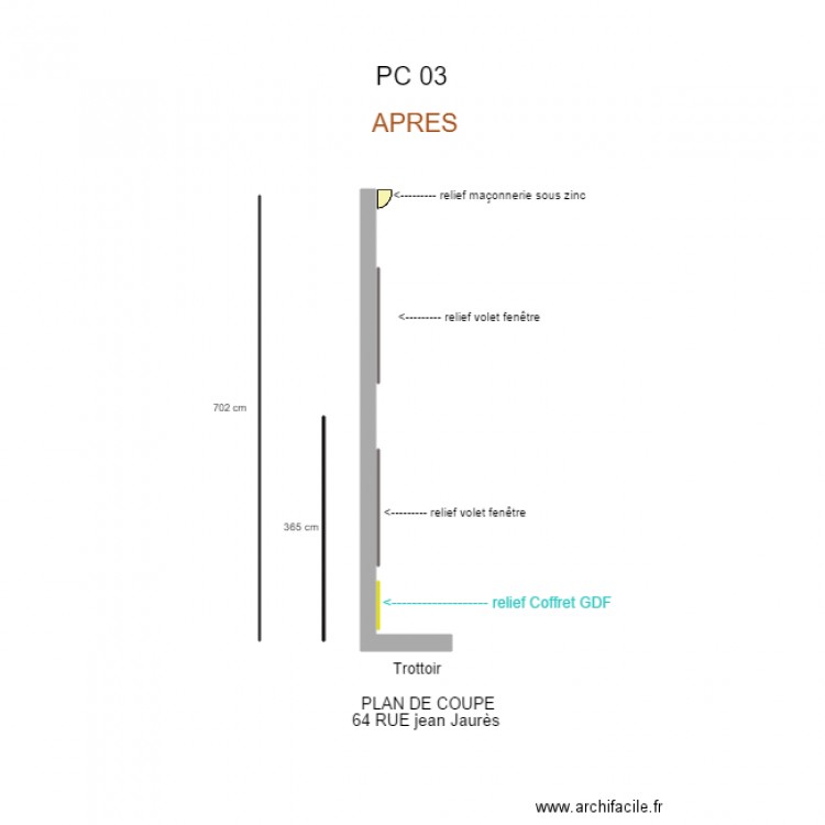 plan coupe façade Jaurès après. Plan de 0 pièce et 0 m2