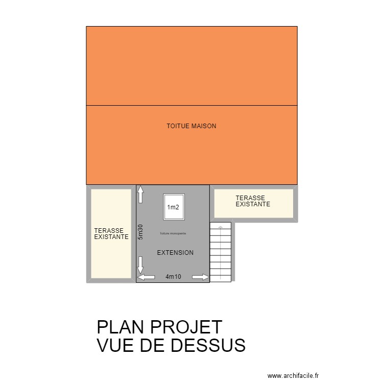 DP5 MAISON VUE DE DESSUS. Plan de 2 pièces et 9 m2