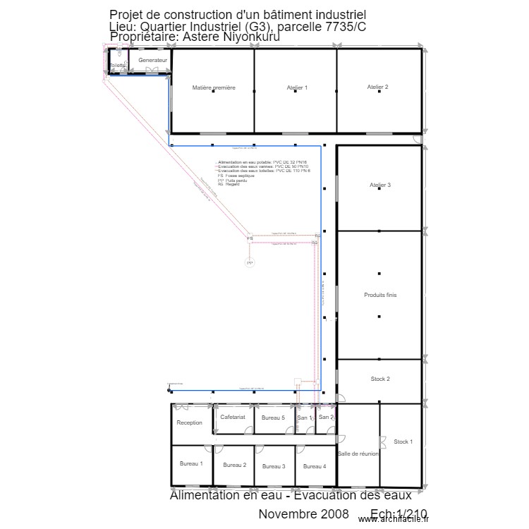 plan plomberie A4. Plan de 0 pièce et 0 m2