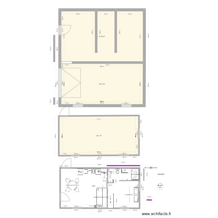 moins 1e etage. Plan de 3 pièces et 109 m2