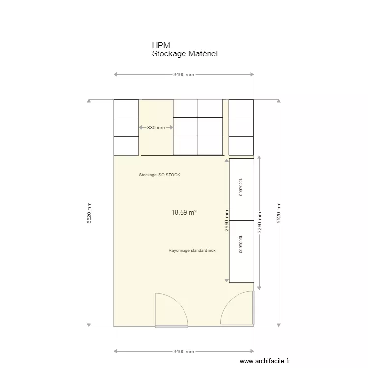 HPM Stockage Mat&eacute;riel. Plan de 