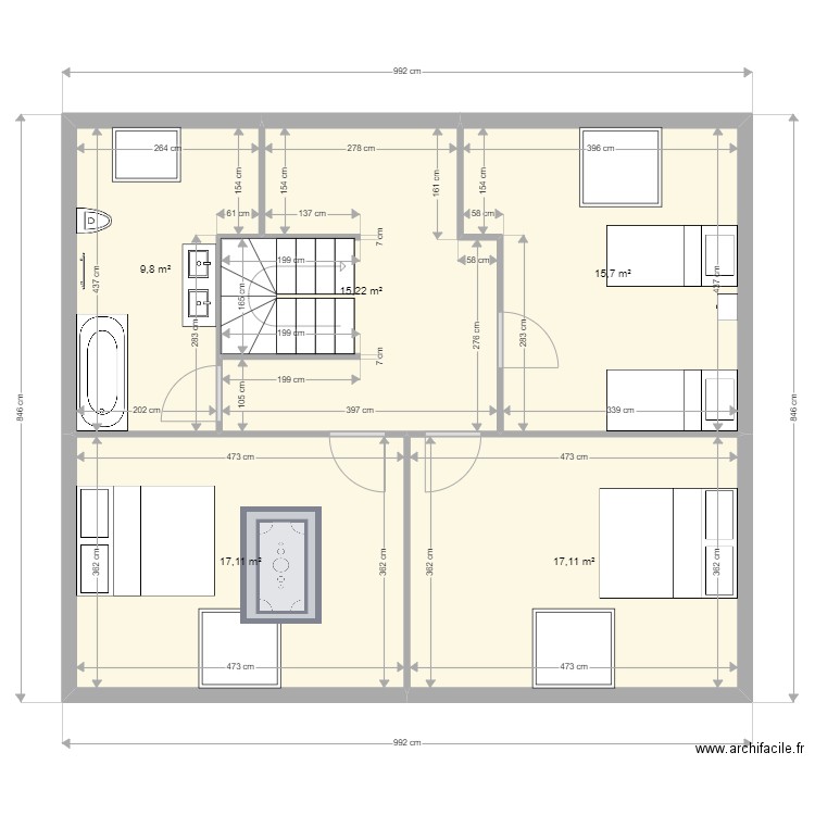 1er étage wingen. Plan de 5 pièces et 75 m2