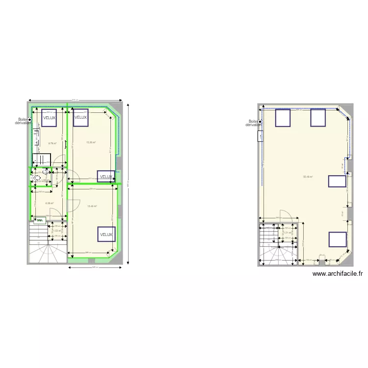 GRANGE plan comble. Plan de 