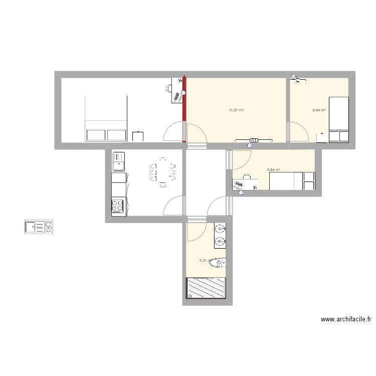 c/Gloria original 1² B. Plan de 4 pièces et 29 m2