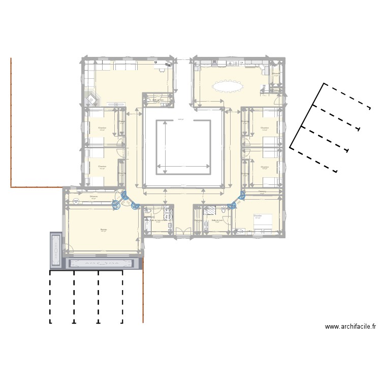 Carré jardin central. Plan de 0 pièce et 0 m2