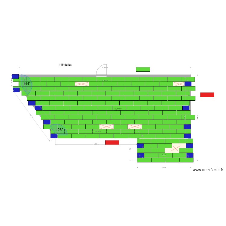 emplacement sortie gaines 2. Plan de 1 pièce et 73 m2