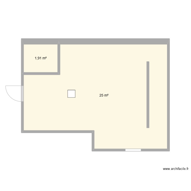 Buanderie-1. Plan de 2 pièces et 27 m2