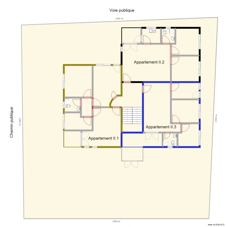 appartements INSS premier  etage. Plan de 20 pièces et 714 m2