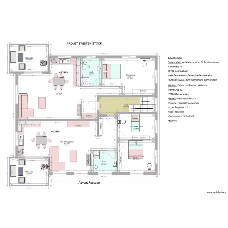 Wallasch 1 er etage projet. Plan de 