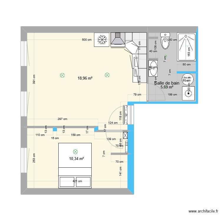 Appartement T2 n°11 définitif. Plan de 3 pièces et 35 m2
