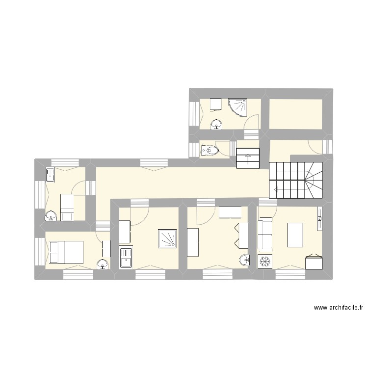 DOULLENS -18 Place de ma Gare-chambres 1 et 5. Plan de 9 pièces et 19 m2