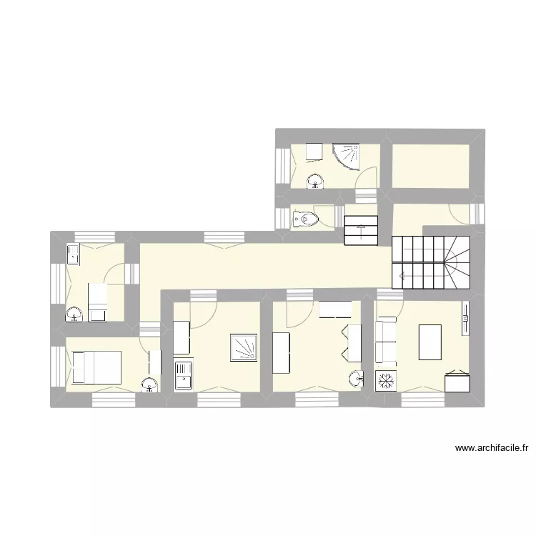DOULLENS -18 Place de ma Gare-chambres 1 et 5. Plan de 