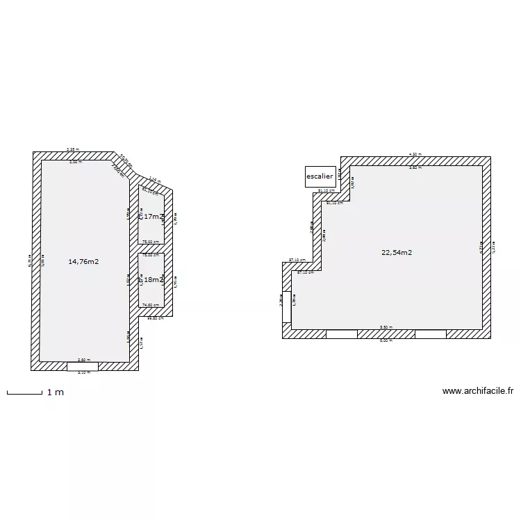 cuisine et salon . Plan de 
