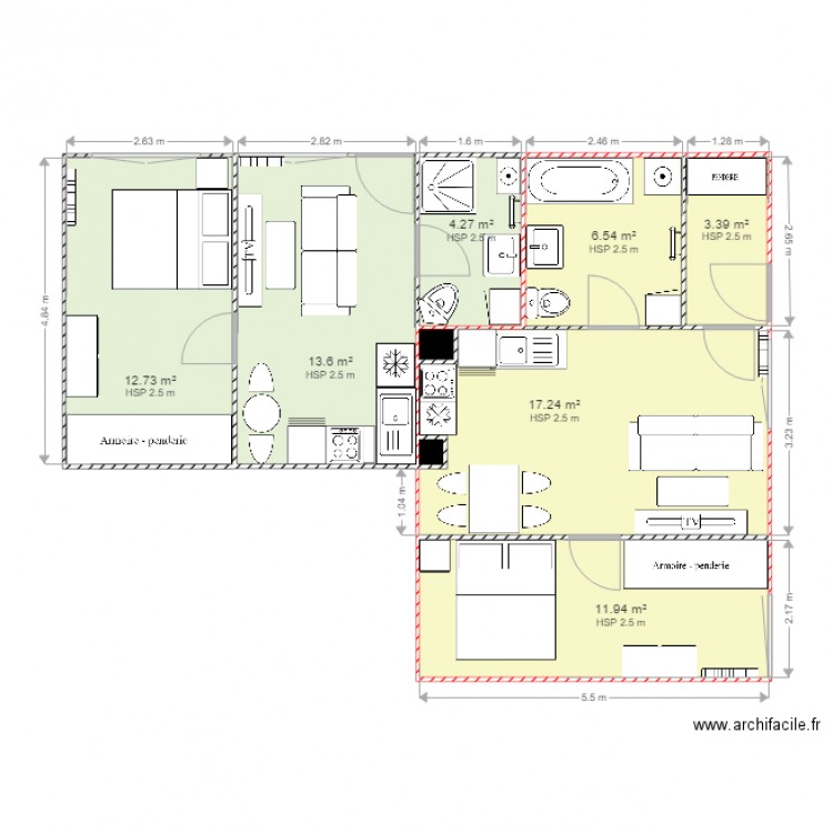 PROJET AMENAGEMENT 1 LOGEMENTS FONTENAY CORRIGE. Plan de 0 pièce et 0 m2