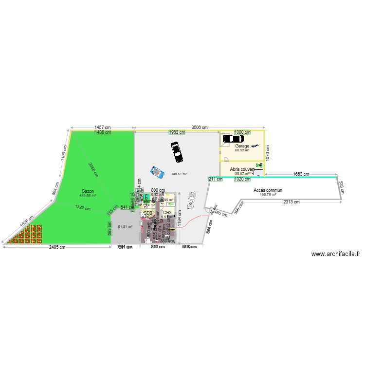 Plan général extension 4 m carré bande de 11m. Plan de 0 pièce et 0 m2