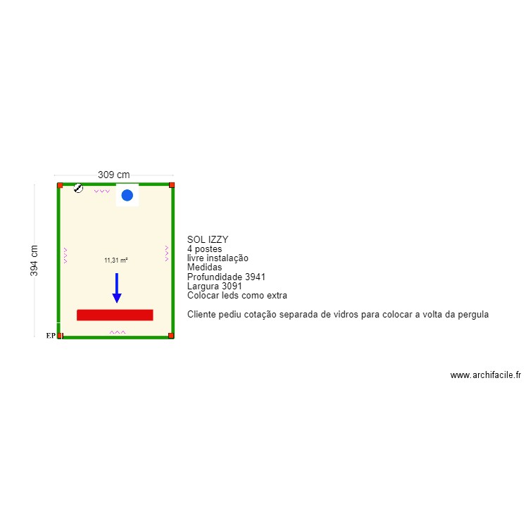 Cristina Pistone. Plan de 1 pièce et 11 m2