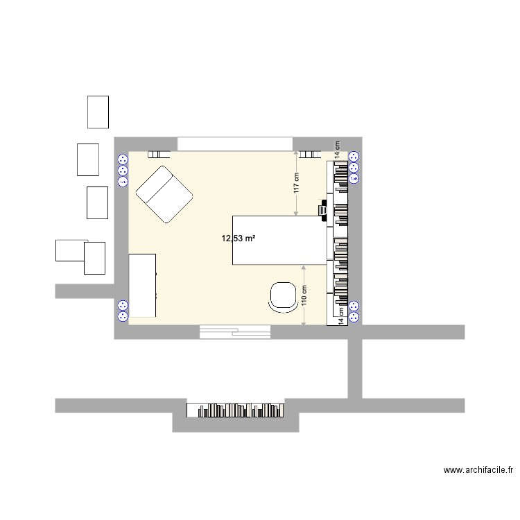 Bureau Béchet. Plan de 1 pièce et 13 m2