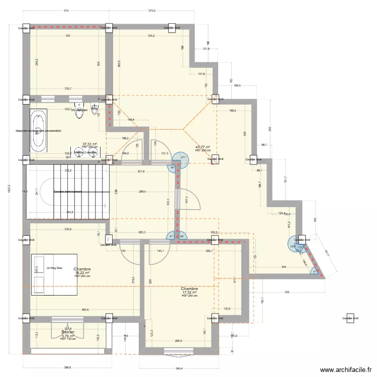 Plan 1. Plan de 5  et 121 m²
