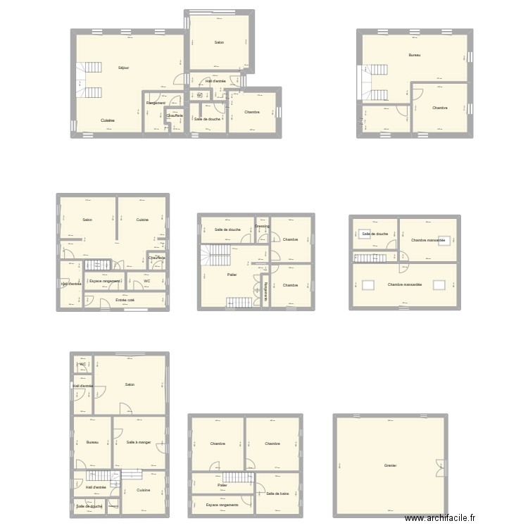 SCHAUS. Plan de 42 pièces et 647 m2