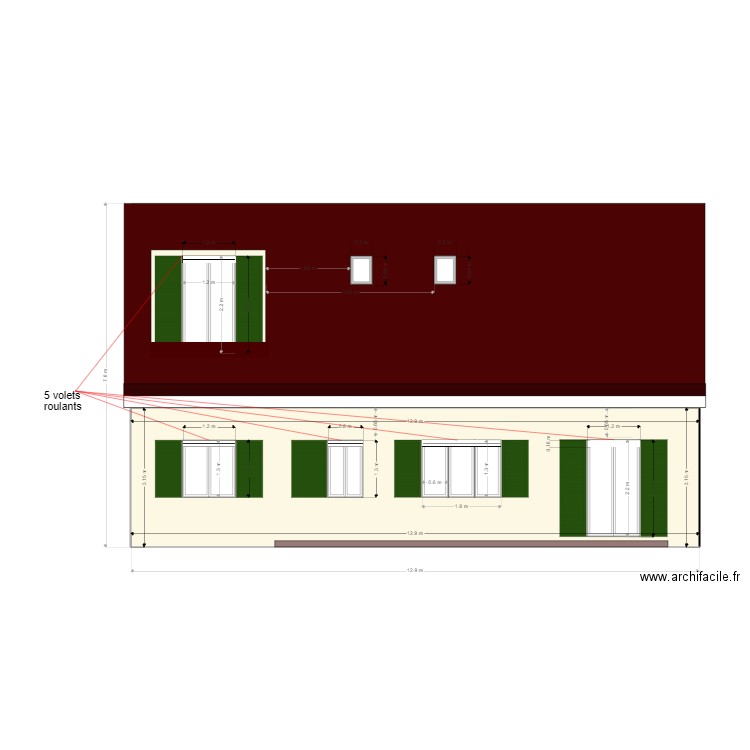 20210902 Facade arrière avec volets roulants. Plan de 0 pièce et 0 m2