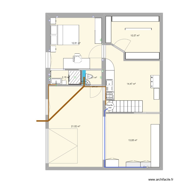 chambre sous-sol plomberie. Plan de 0 pièce et 0 m2
