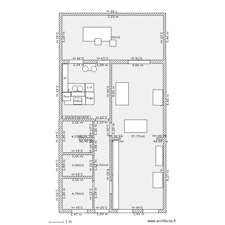 lacour_cuisine_ilot. Plan de 0 pièce et 0 m2