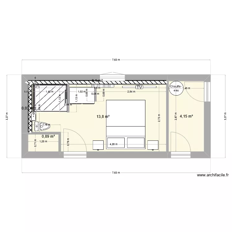 Pi&eacute;ce-2. Plan de 