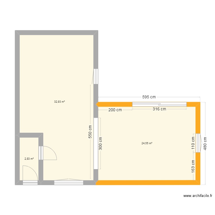Chantier Dandois Vilvoorde extension. Plan de 3 pièces et 60 m2