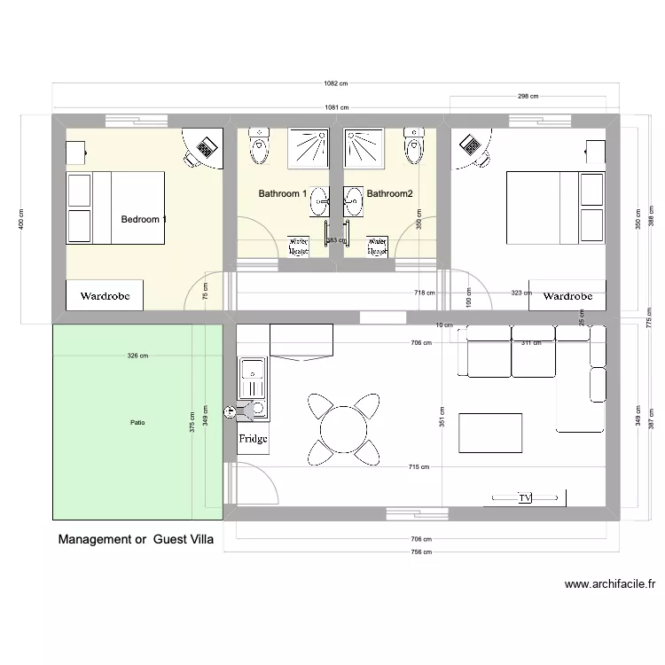Management and Guest Villa. Plan de 