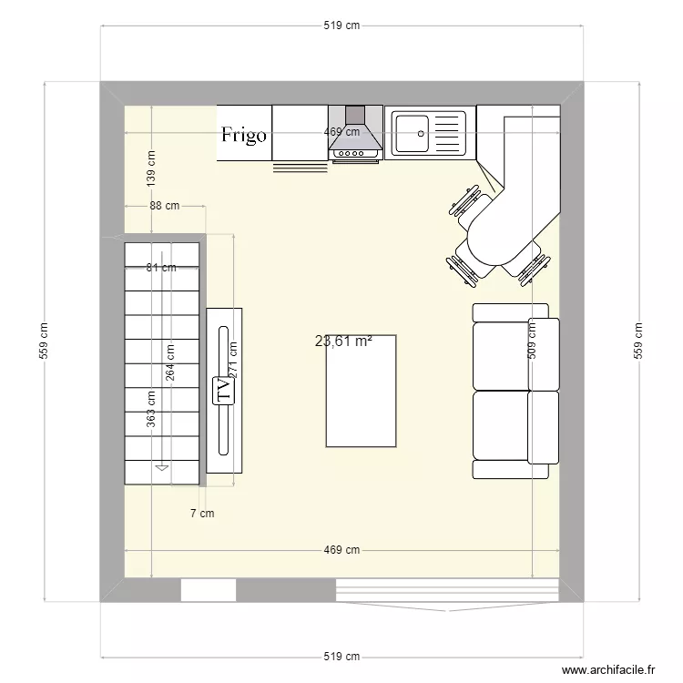 Etage 1 Grange. Plan de 