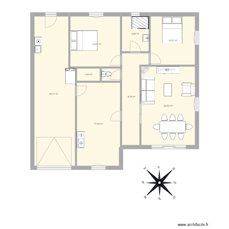 DHENIN. Plan de 8 pièces et 105 m2