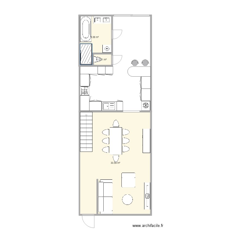 RDC avec extension. Plan de 0 pièce et 0 m2