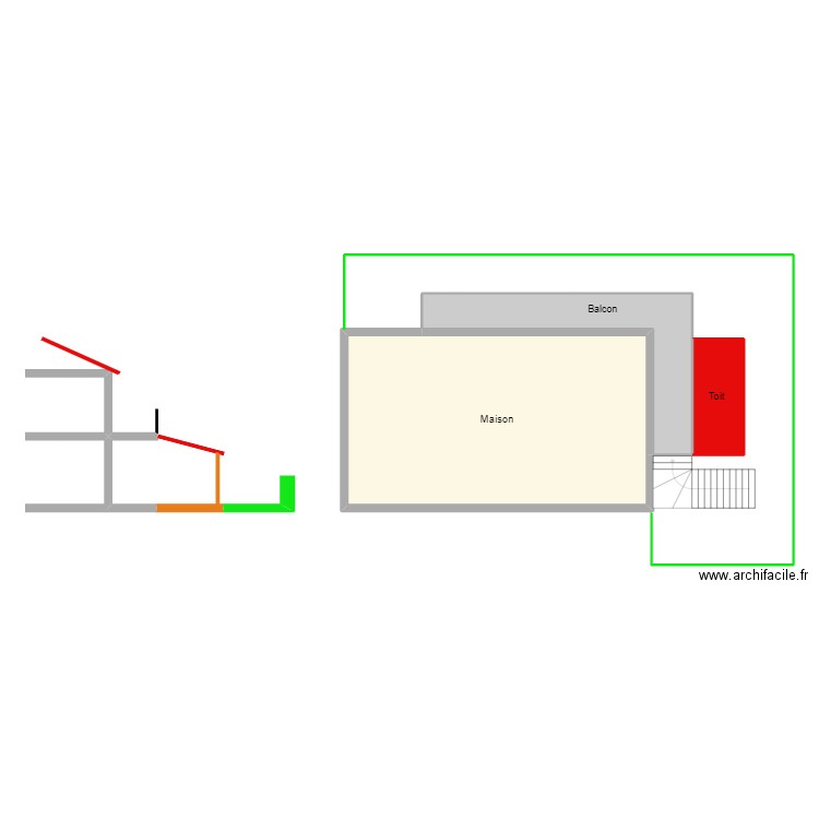 plan coupe. Plan de 3 pièces et 107 m2