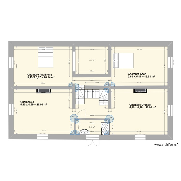 LA BANLE 1er etage-SUGGESTION. Plan de 3 pièces et 106 m2