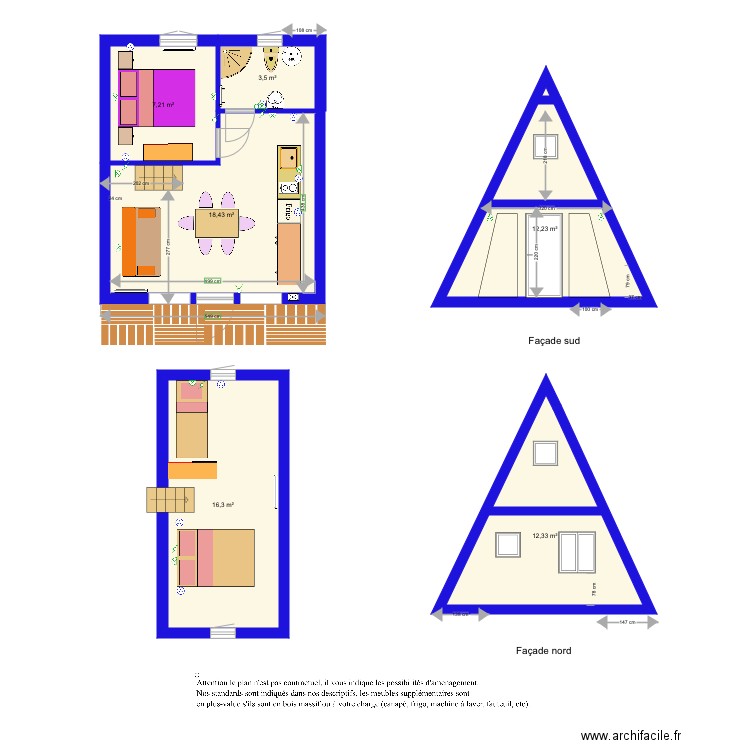 Tipi 6x5 interieur dlb. Plan de 6 pièces et 70 m2