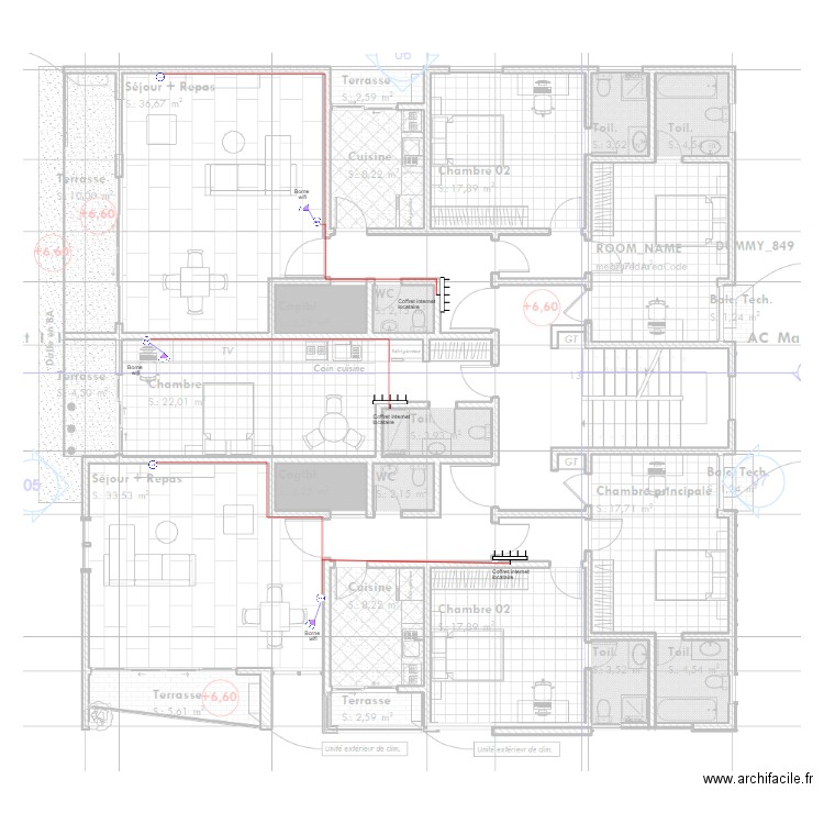 Internet immeuble TANAZOU Etage2 et 3. Plan de 0 pièce et 0 m2
