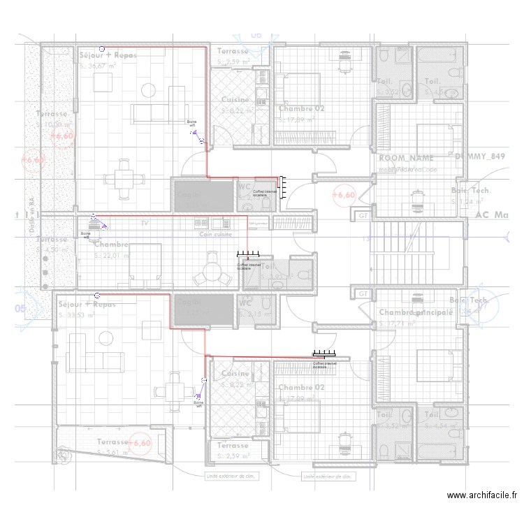 Internet immeuble TANAZOU Etage2 et 3. Plan de 0 pièce et 0 m2