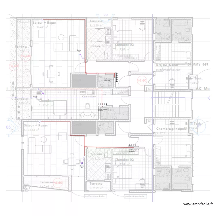 Internet immeuble TANAZOU Etage2 et 3. Plan de 0 pièce et 0 m2